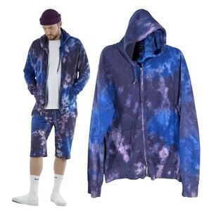 True Religion Tie Dye Full Zip Hoodie Sweatshirt Purple Haze Men's Size XL
